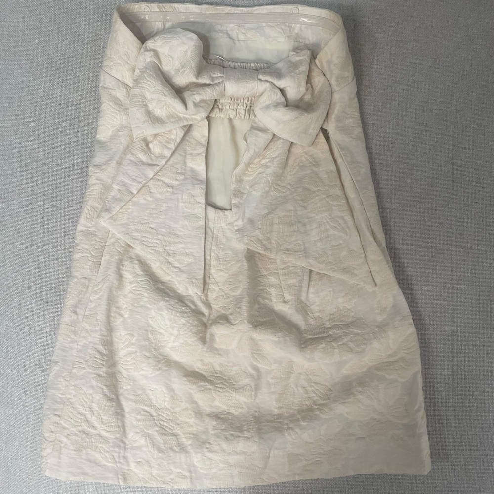 Anthropologie Cream Strapless Dress with Bow - Picture 6 of 8